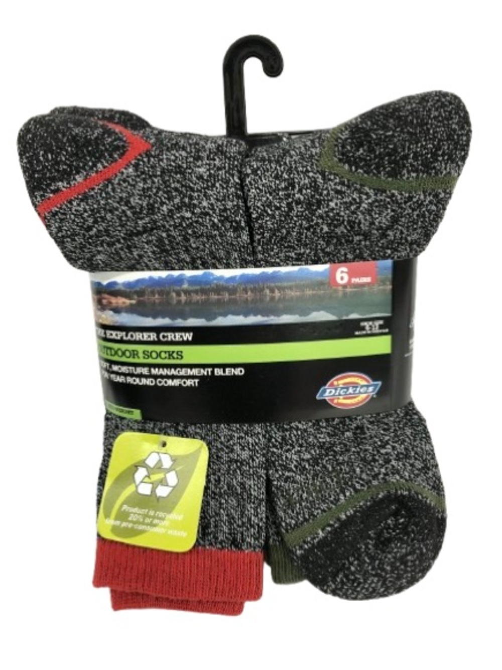 NEW DICKIES Socks 6 PAIRS EXPLORER CREW Black Multicolor Shoe Size 6-12 Men’s*